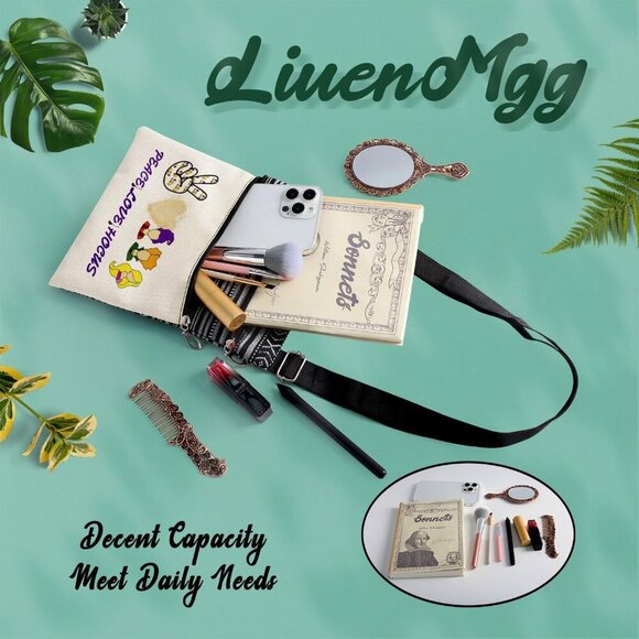 Witch Sisters Crossbody Bag Ethnic Pattern Adjustable Strap Small Zipper - Picture 7 of 7